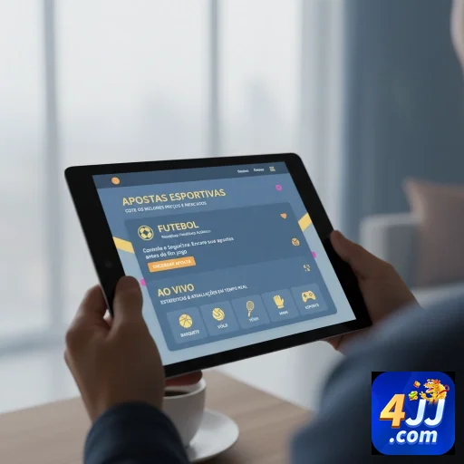 App mobile 4jj com design glassmorphism e promoções atraentes